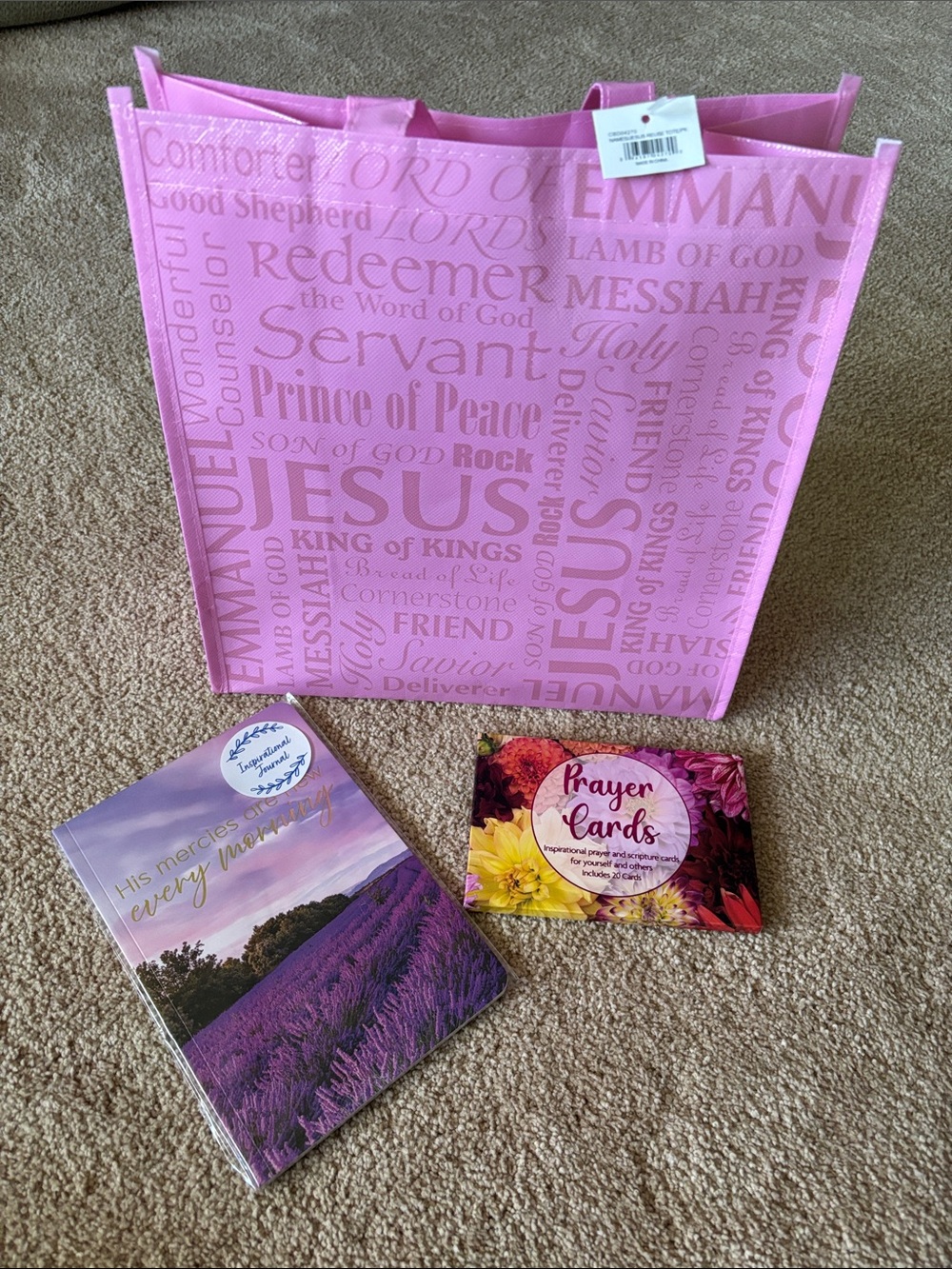 NWT Tote Bag Inspirational Journal & Prayer Cards Set